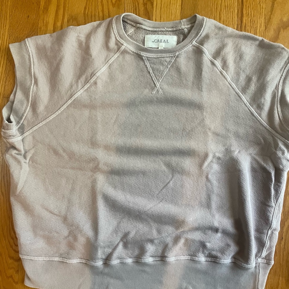The Great tan short sleeve sweatshirt. Similar to the wedge sweatshirt.